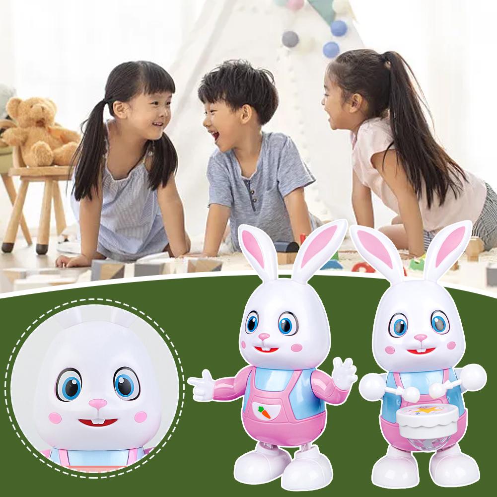 Brinquedos engraçados do coelho rastejando para crianças, Brinquedo eletrônico da guitarra do coelho da dança, Brinquedos da iluminação da educação adiantada, Bonito