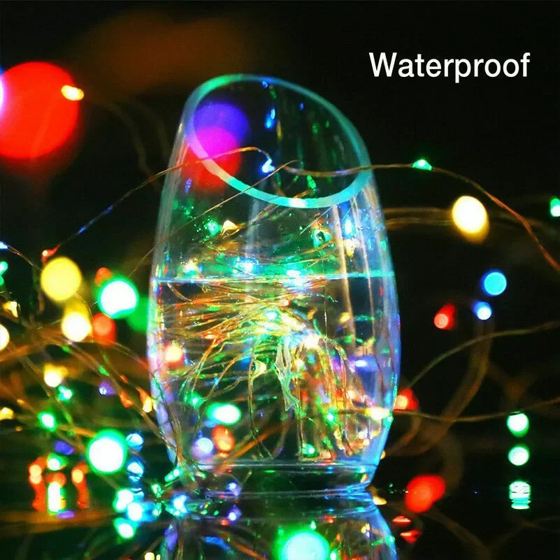 Outdoor Solar String Light LED Fairy Garland Copper Wire Light Garden Yard Party Christmas Decoration Lamp 8 Mode
