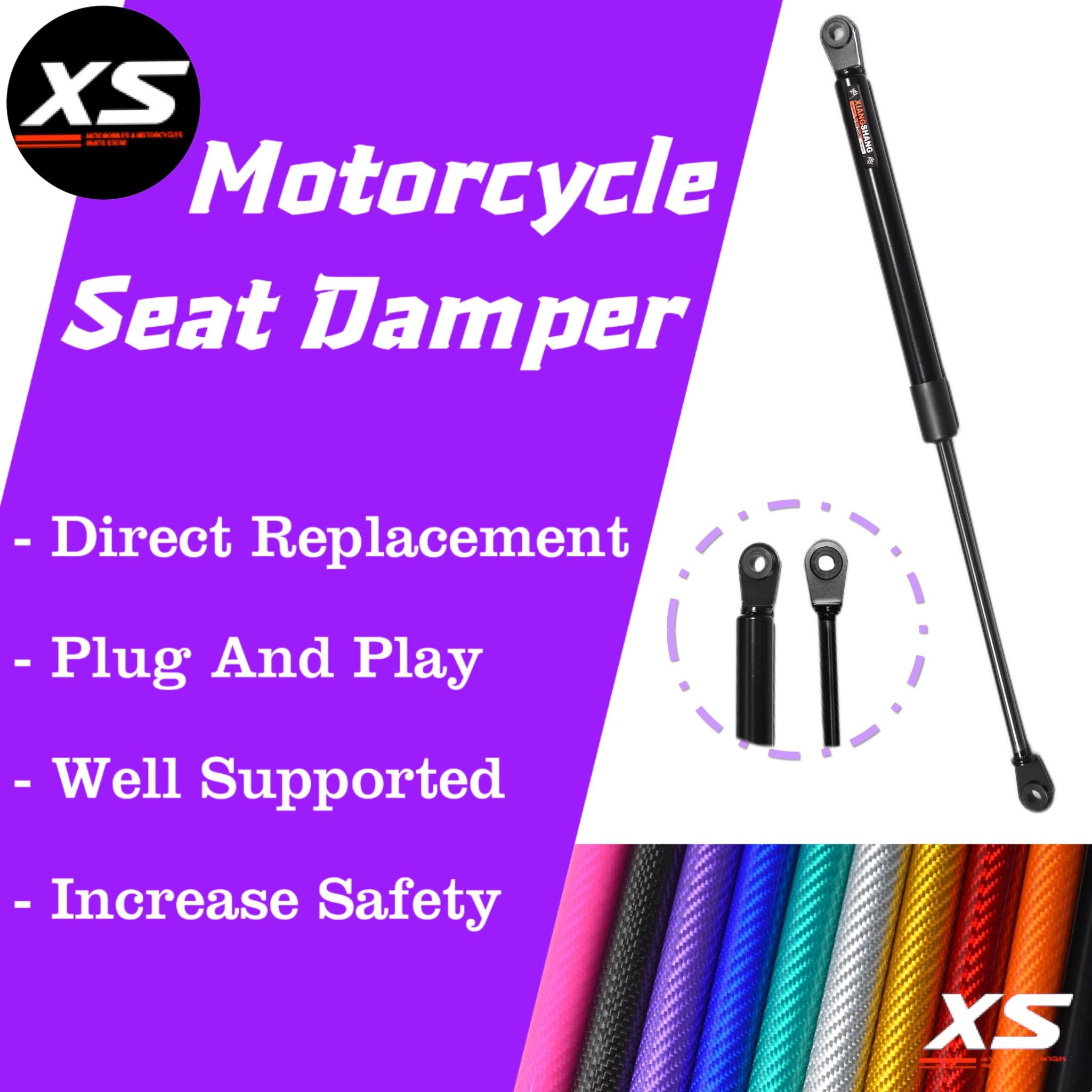 Amortiguador de asiento para Suzuki Burgman 650 AN650 2003-2013, con ajustador de respaldo adjunto, soporte de elevación de brazo, varilla de choque de resorte de Gas