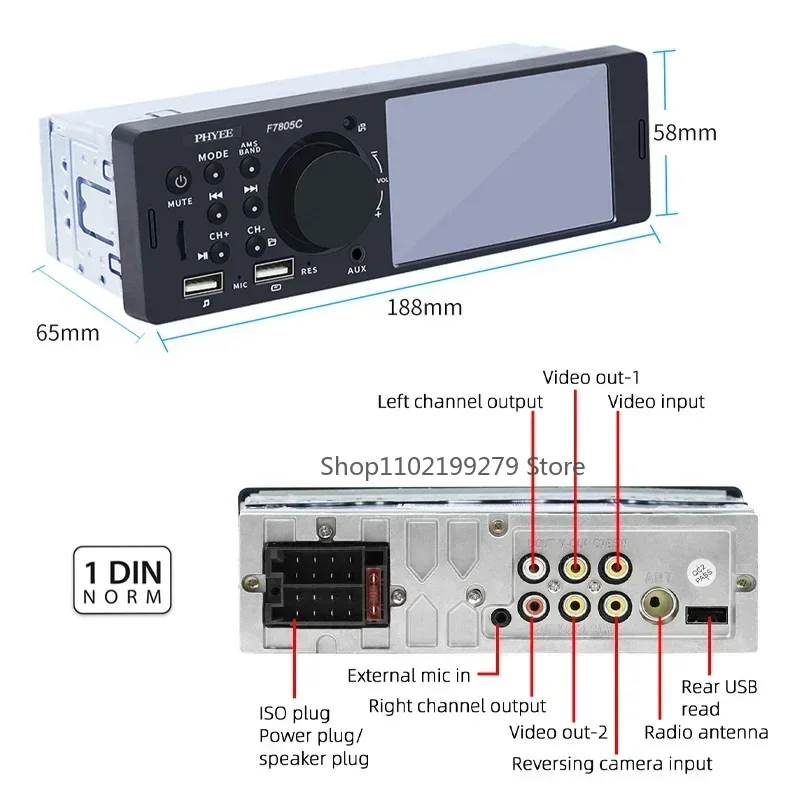 1 Din 4 "autoradio CarPlay Bluetooth Android-Auto lettore MP5 vivavoce A2DP sistema Audio Stereo USB unità principale multimediale