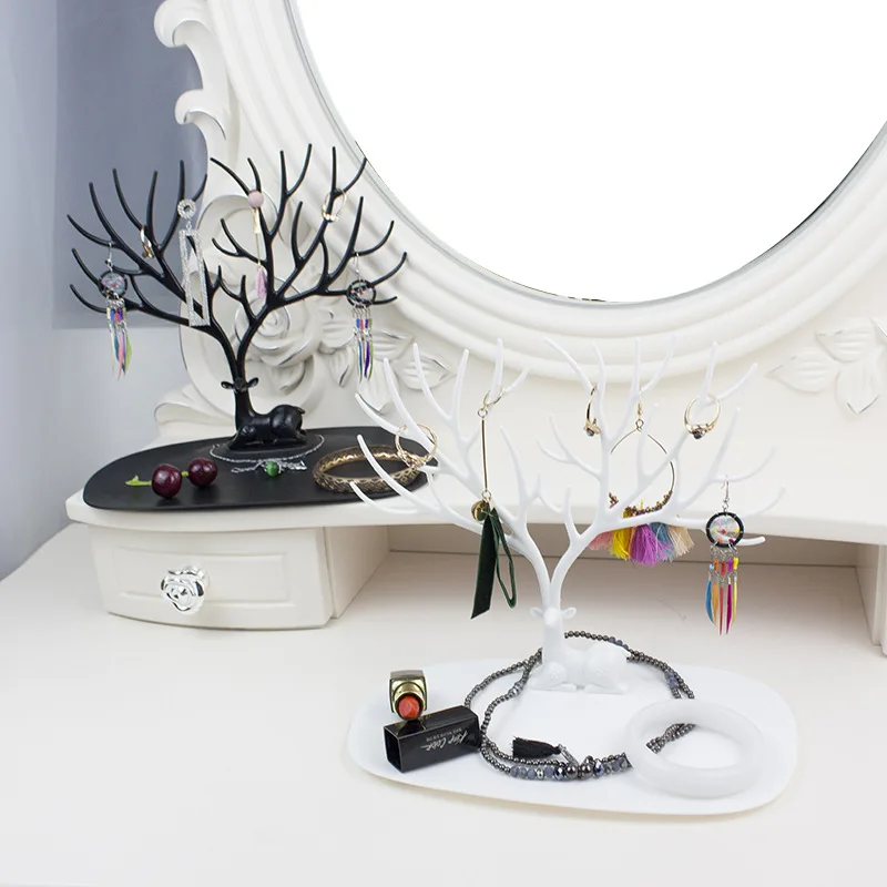 Deer Plastic Jewelry Display Stand Earrings Necklaces Ring Bracelet Tray Tree Storage Shop window Racks Organizer Make Up Holder