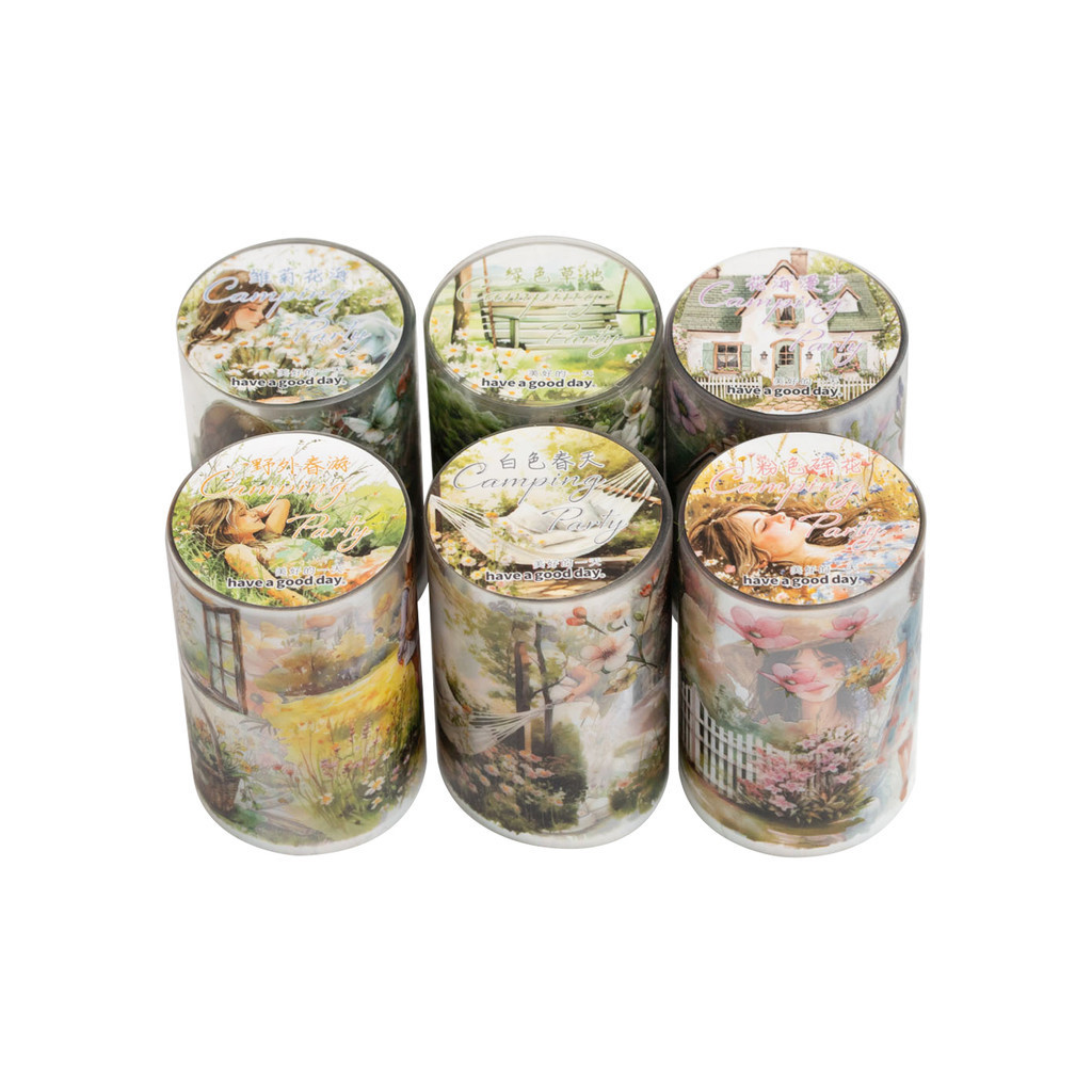 Journamm 60mm * 2m 투명 PET 미적 테이프 꽃 테이프 장식 정크 저널 DIY Scrapbooking 학교 용품 콜라주 테이프