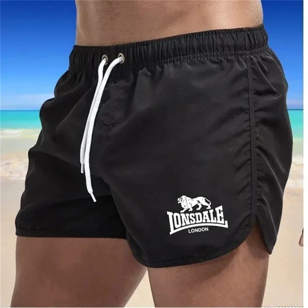 Lonsdale pantalones cortos de playa estampados para hombre, pantalones deportivos, pantalones cortos para correr, traje de baño, deportes, secado rápido, pantalones cortos de surf, traje de baño