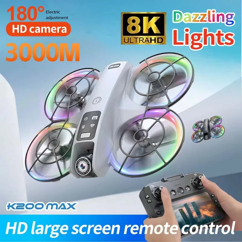 K200 MAX Drone Tela Grande 5KM 8K Fluxo Óptico Posicionamento GPS Motor Brushless Elétrico HD Obstáculo 2.4G Evitar Quadcopters