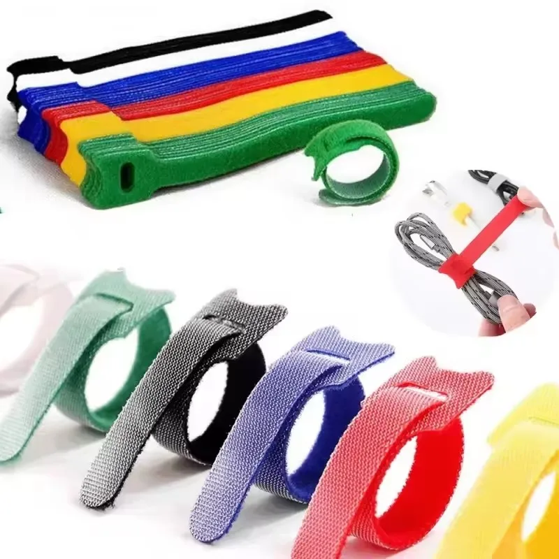 50/200 Uds bridas para cables liberables plásticos de colores bridas para cables reutilizables envoltura de bucle de nailon paquete con cremallera bridas tipo T brida para cables