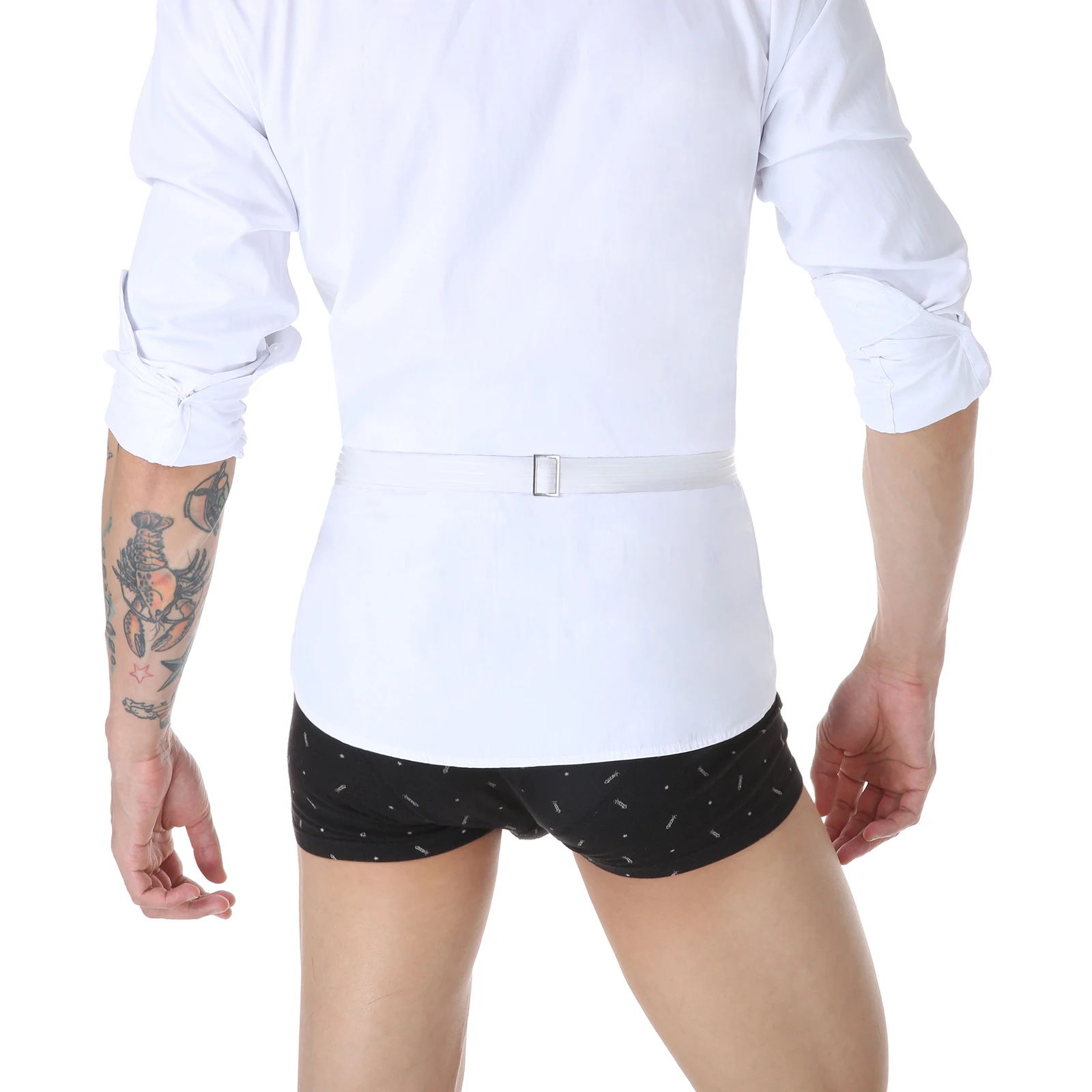 Cinturón elástico antiarrugas para hombre y mujer, soporte antideslizante ajustable para mantener la camisa, cinturón de bloqueo, 2,5 cm/1 pulgada