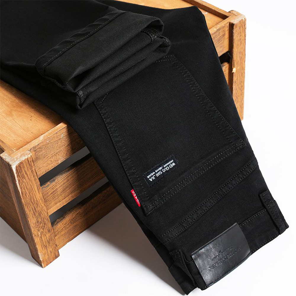 Frühling Herbst Vintage Schwarz Business Jeans Männer Casual Gerade Stretch Klassische Arbeit Denim Hosen Koreanische Komfortable Marke Hose