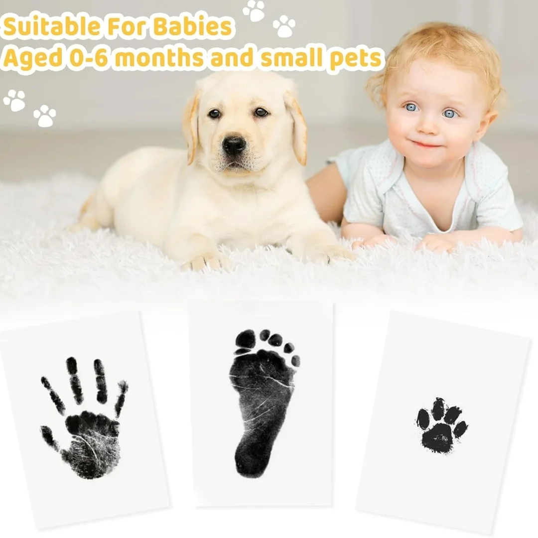 Kit de huellas de manos y huellas de bebé, almohadillas de tinta seguras y no tóxicas, kits de tinta de impresión de patas de mascotas táctiles sin tinta limpios con