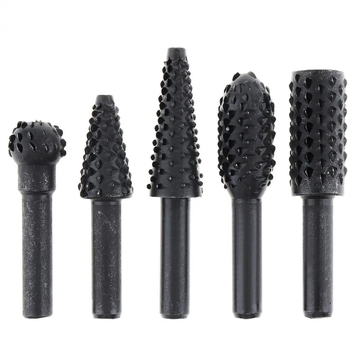5pc Schwarz Holzbearbeitung Wolf Zahn Stick Dreh Datei DIY Schleifen Zubehör Set Elektrische Schleifen Kopf Werkzeug