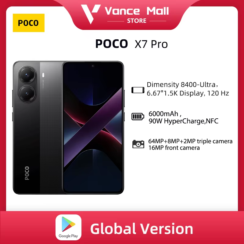 POCO-Smartphone Versão Global, Dimensão 8400-Ultra 6000mAh, Carregamento 90W, Câmera 50MP, OIS, 120Hz, NFC, 5G, X7 Pro