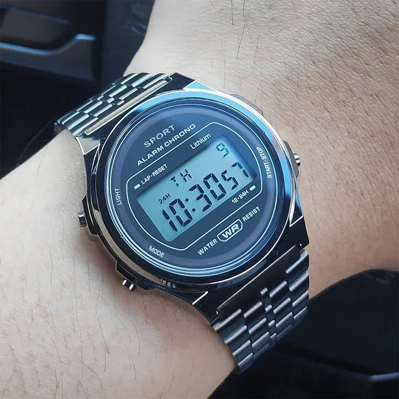 Reloj de pulsera F91W de lujo para hombre, resistente al agua, Digital, de acero inoxidable, deportivo, militar, redondo, reloj de pulsera electrónico para hombre