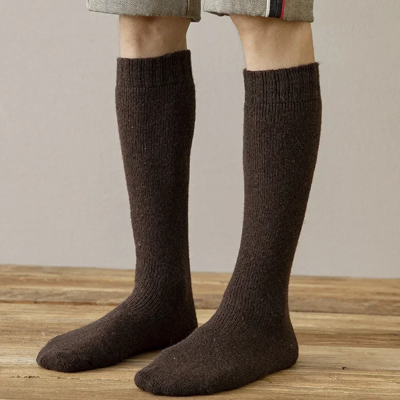 3 par/lote calcetines de lana gruesos de invierno para hombre toalla de compresión térmica calcetines altos cómodos abrigo cálido calcetines de nieve para pantorrilla EU38-46