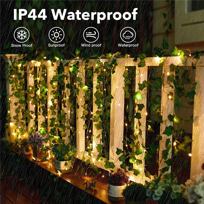 2M-10M Flower Green Leaf String Lights Artificial Vine Fairy Lights USB/Battery Powered Garden Garland for Weeding Home Decor