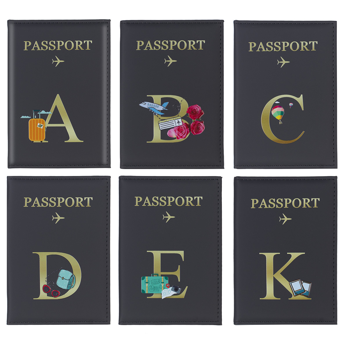 Porta-passaporte de viagem com letras da moda, capa de passaporte literal de couro PU para mulheres e homens, acessório de carteira de viagem fino