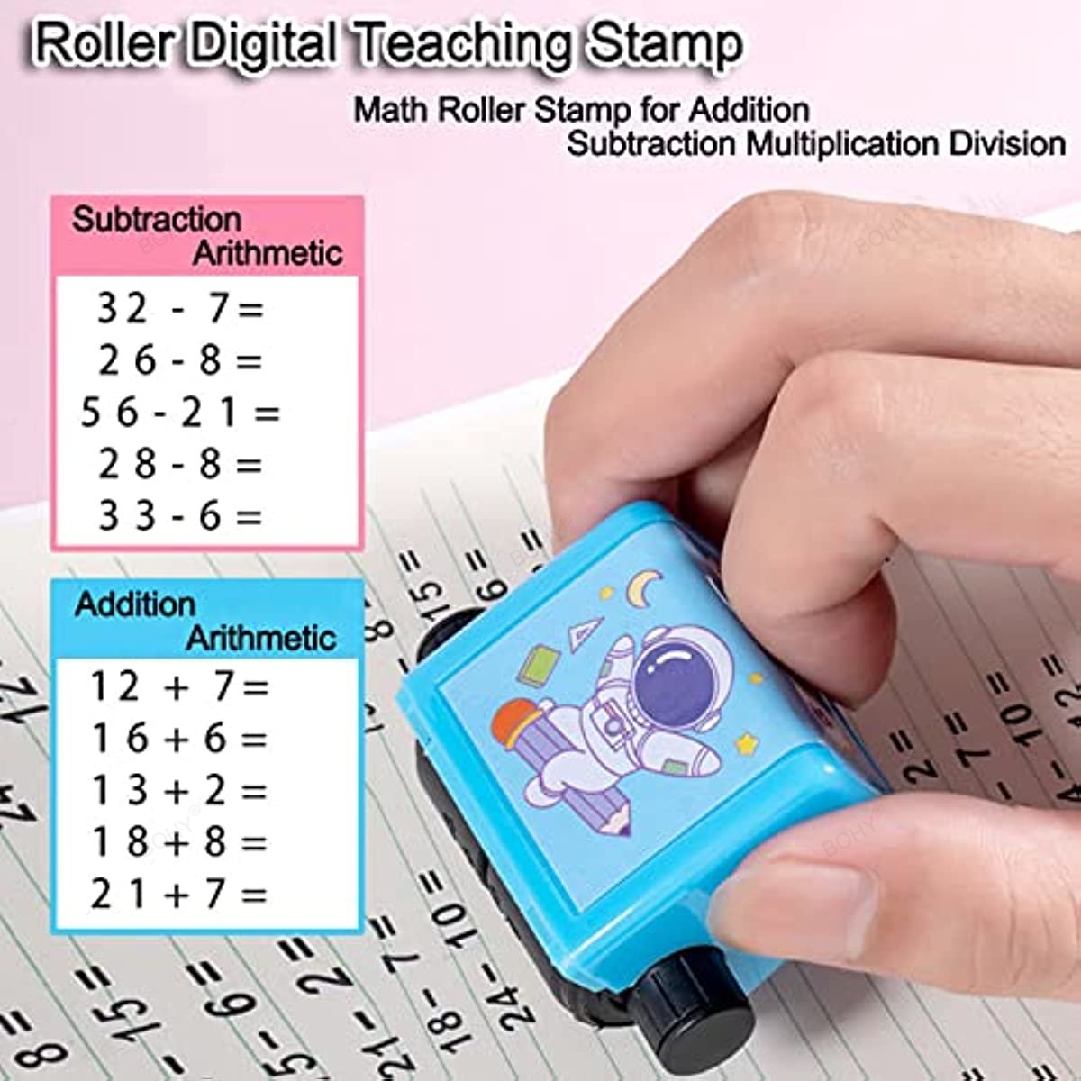Math Roller Digital Teaching Stamp for Addition Subtraction Multiplication Division Preschool Kindergarten Homeschool Supplies
