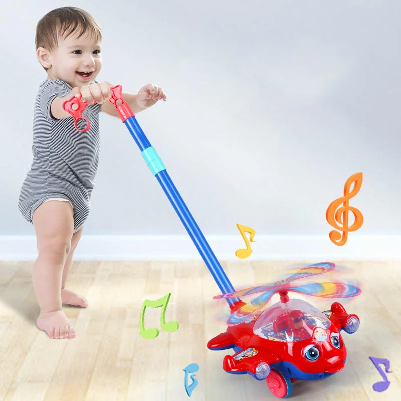 Baby Walker ของเล่น Hand Push เด็กวัยหัดเดินของเล่นเครื่องบินของเล่นรถ Push Along เดินของเล่นสําหรับเด็กเด็กชายหญิงกลางแจ้ง