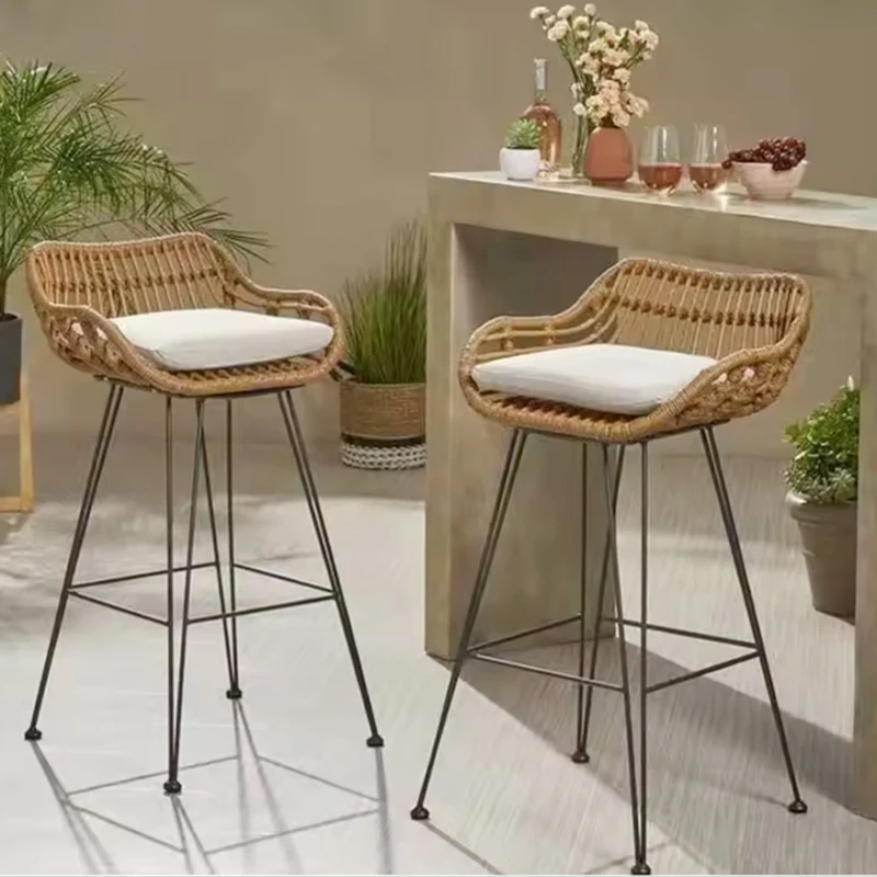 Moderno e minimalista cadeiras altas recepção ferro ergonômico balcão cadeiras altas encosto relaxante restaurante muebles móveis para casa