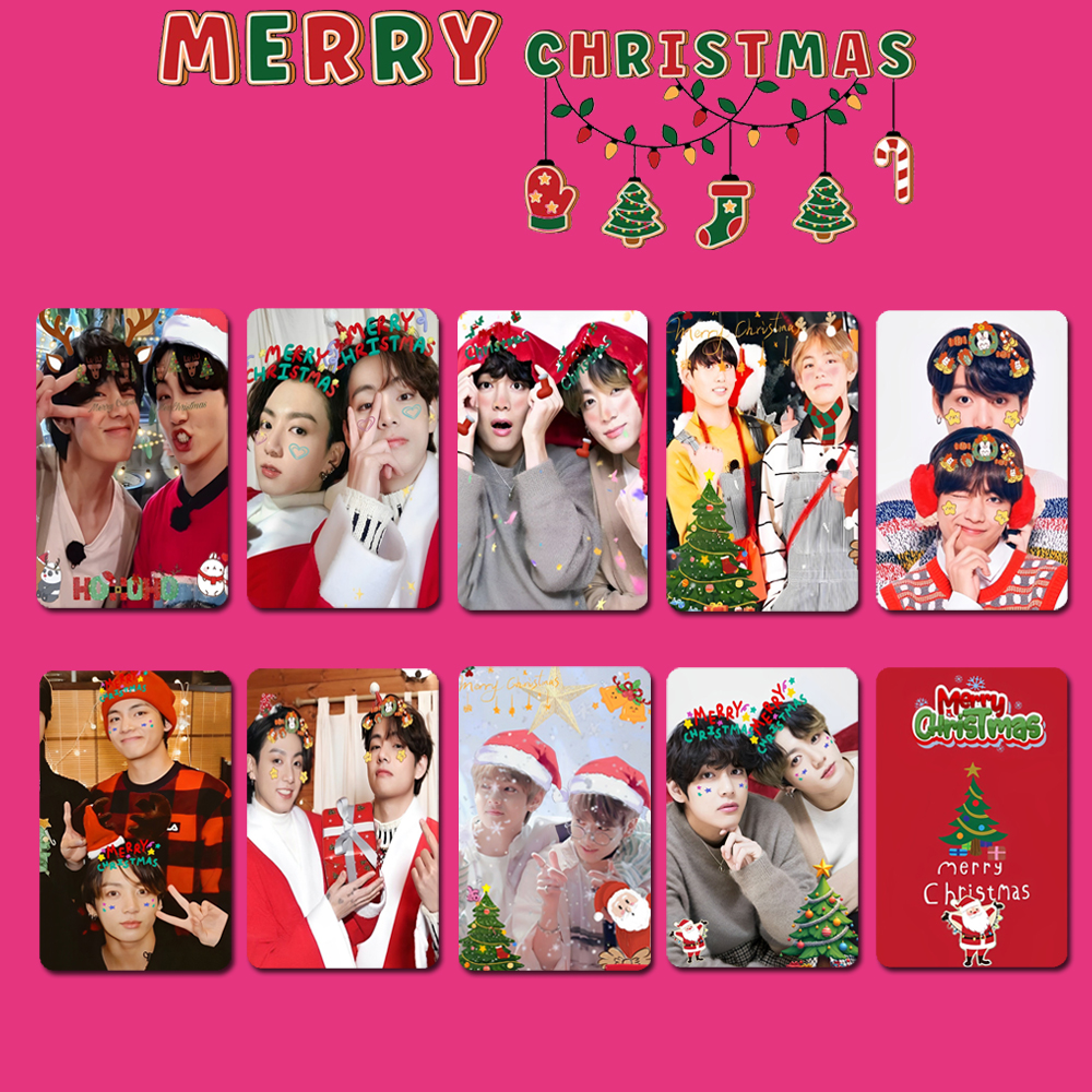 9 ピース/ロットメリークリスマス Kpop フォトカードホログラフィックレーザー写真プリント写真ポストカードファンのためのギフト Accessoires グッズ