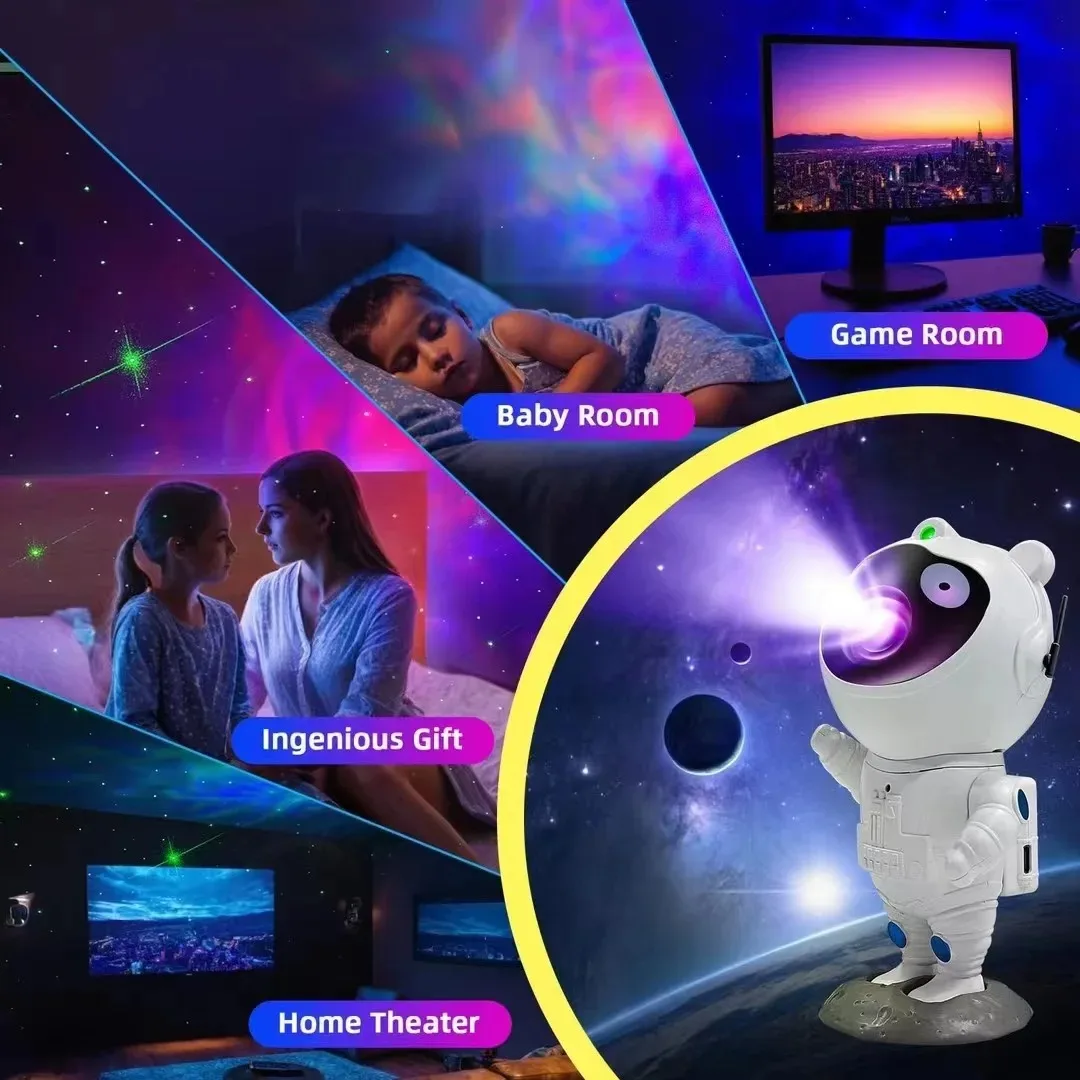 LED Astronaut Sternenprojektor Licht Musikwiedergabe USB Plug-in Bluetooth Lautsprecher Projektorlampe für Schlafzimmer Urlaubsdekorationen