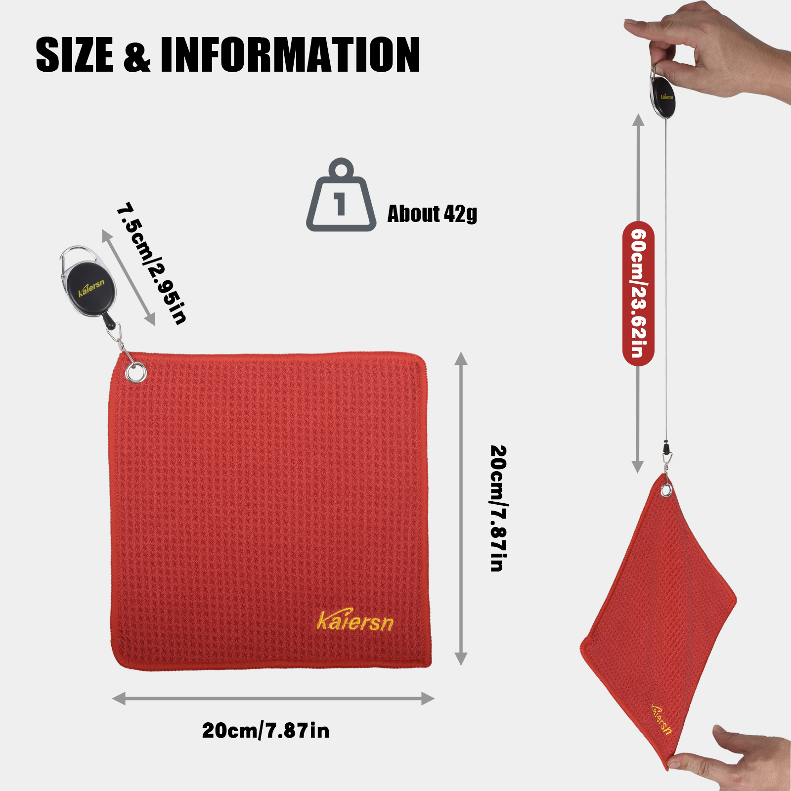 Toalha de golfe para parque Kaiersn 20x20cm - Toalha de limpeza de microfibra premium para tacos de golfe e bolas, compacta e absorvente