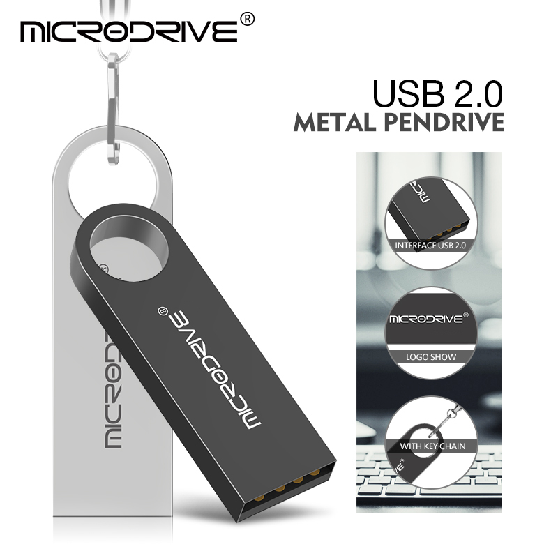 Metal USB 2.0 Flash Drive Pendrive 16GB 32GB 64GB Memory Stick U Disk 128GB Chaveiro Presente