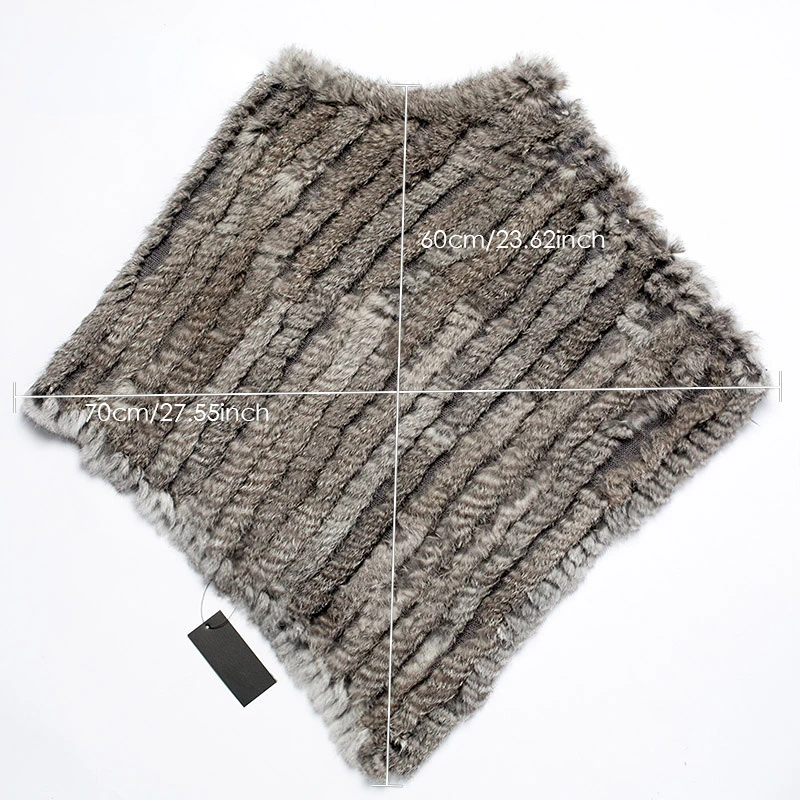 Mujer punto piel de conejo chal Poncho capa bata Tippet abrigo mujer chica abrigo cálido Jakcet CK701