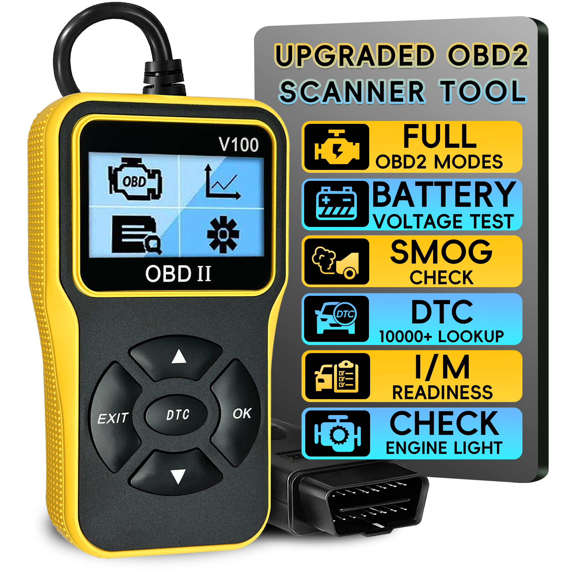 Ferramenta de diagnóstico de scanner obd2, leitor de código de motor de verificação automática com reinicialização, ferramentas de digitalização de carro obdii/eobd aprimoradas
