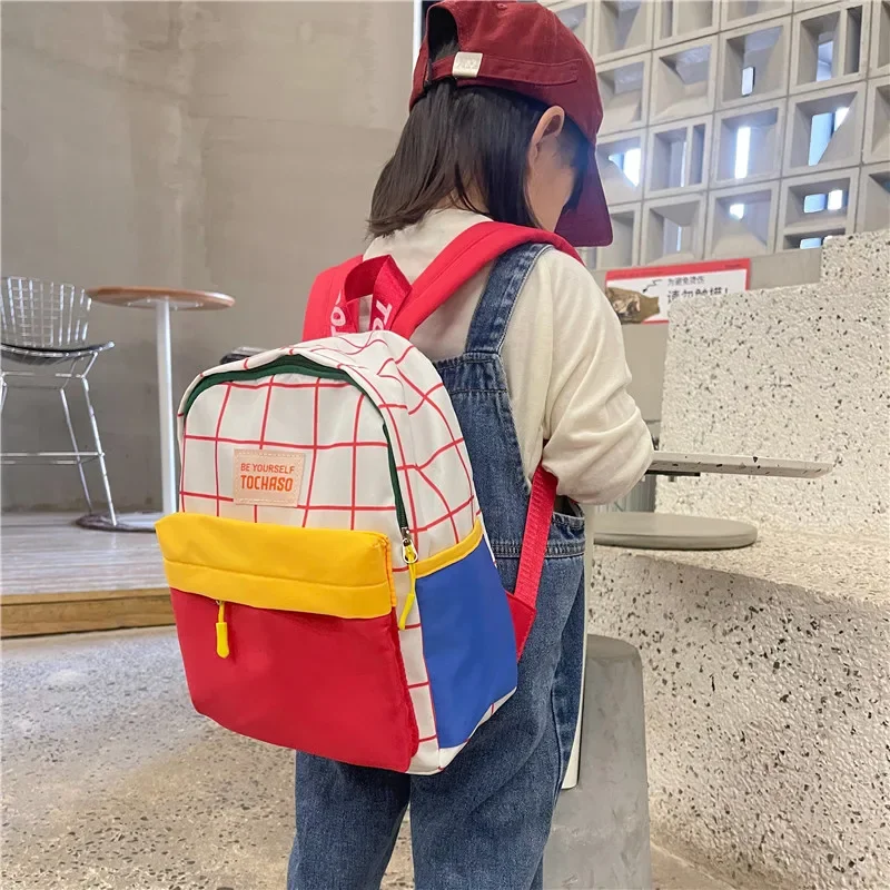 Moda cor combinando mochila infantil grande capacidade simples jardim de infância bebê respirável saco escolar à prova dwaterproof água