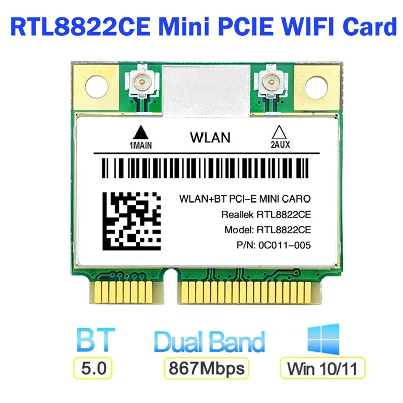 X07A RTL8822CE 1200 Mbit/s 2,4 G/5 GHz 802.11AC WiFi-Karte Netzwerk Mini PCIe Bluetooth 5.0 Unterstützung Laptop/PC Windows 10/11