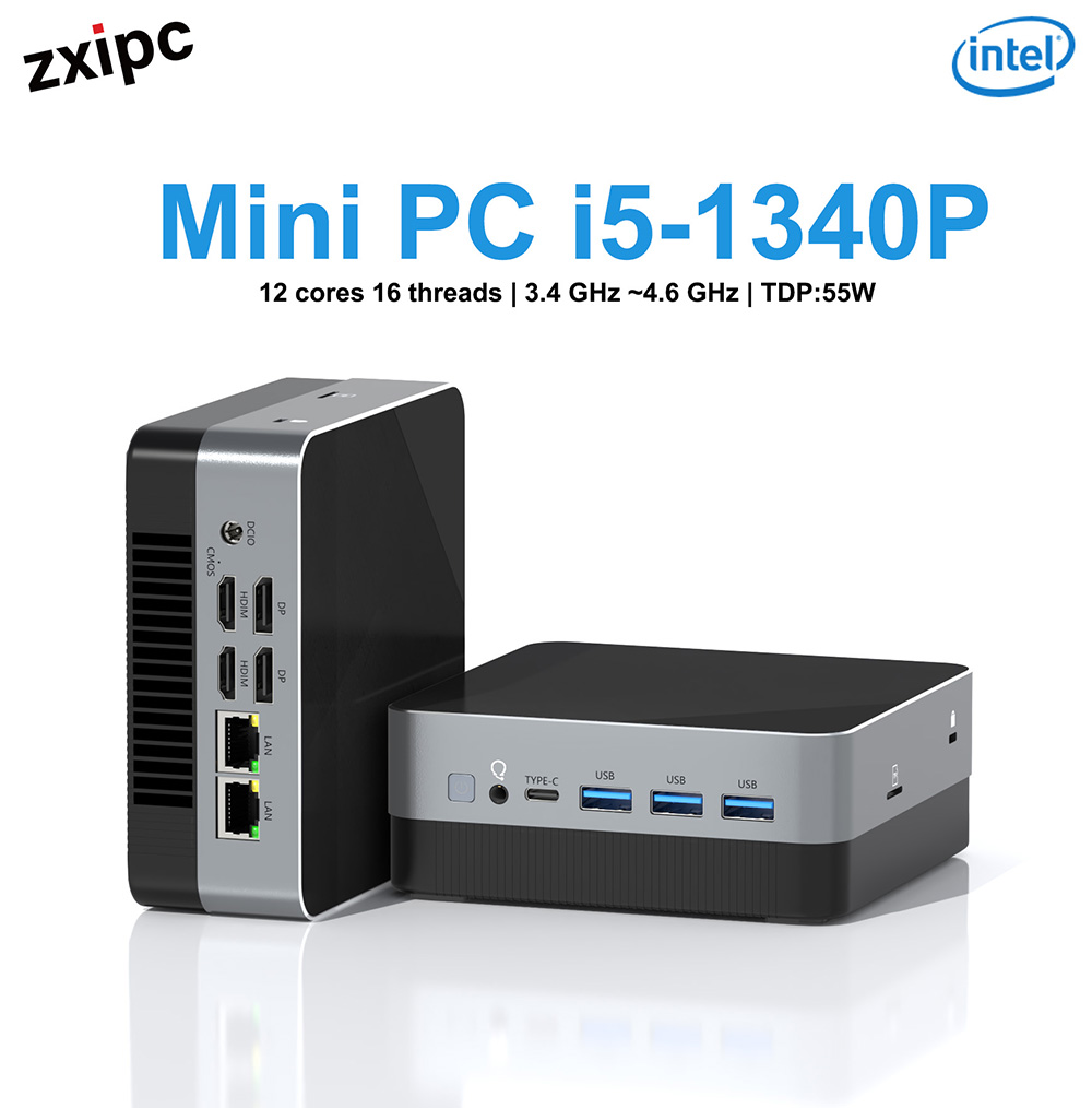 13th gen bolso mini pc i5 1340p 2xddr4 até 32gb ram ssd wifi6 windows 11nu mini gaming pc computador portátil quatro display