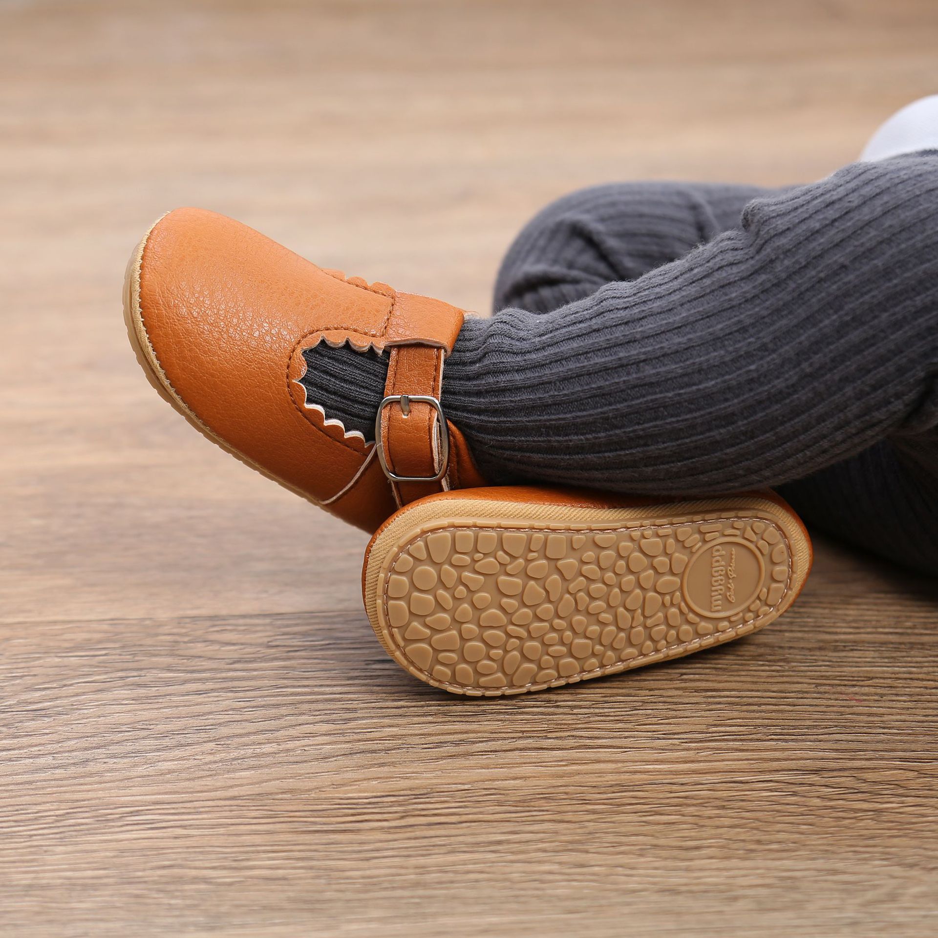 KIDSUN Neugeborenen Baby Schuhe Streifen PU Leder Junge Mädchen Schuhe Kleinkind Gummi Sohle Anti-rutsch Erste Wanderer Infant Mokassins