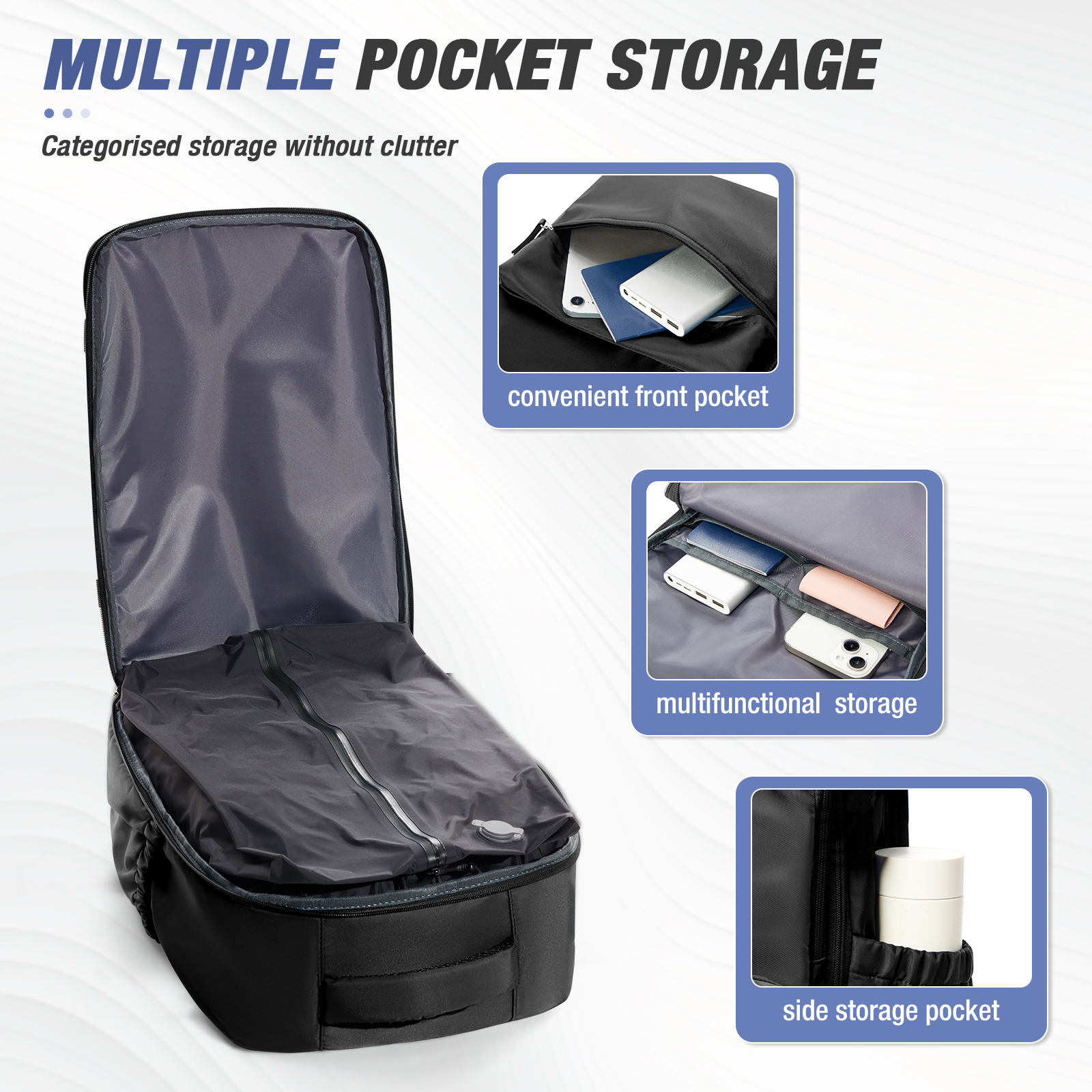 Mochila de compresión al vacío para hombre, mochila para ordenador portátil de 15,6 pulgadas, mochila de viaje al vacío para senderismo, mochila Ryanair, bolsa de cabina de 40x20x25