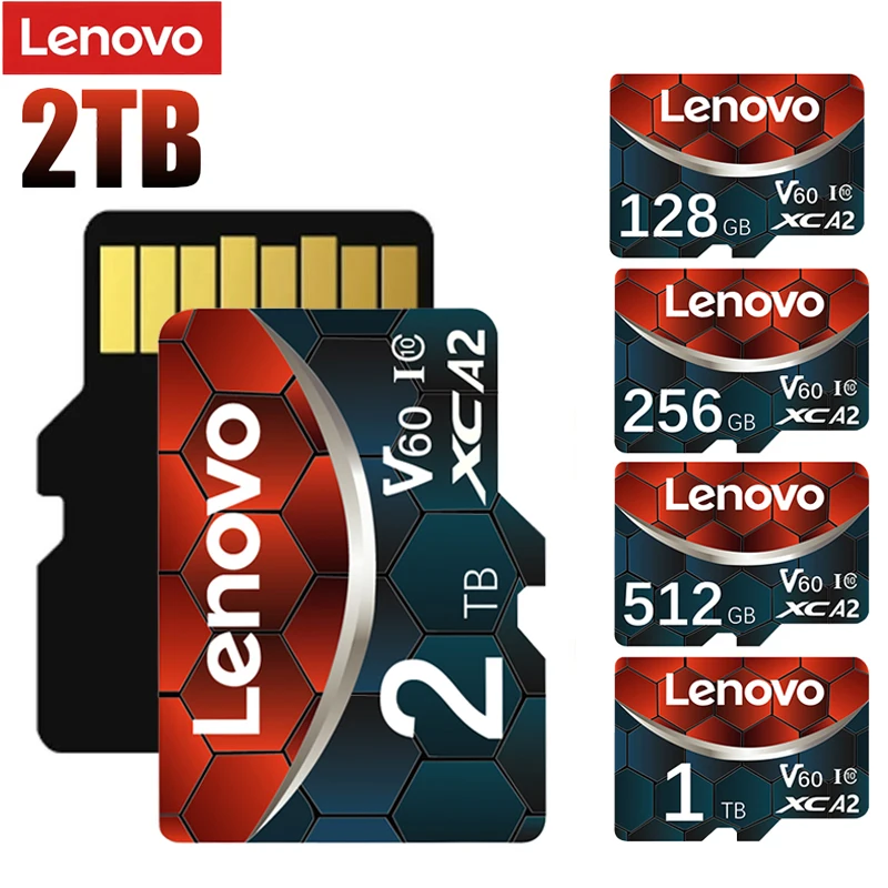 Lenovo Memory Card 128GB Class 10 V60 TF Card 2TB 1TB 512GB 256GB A2 U3 Micro SD Card For Mobile Phone PC Speaker HD Camera