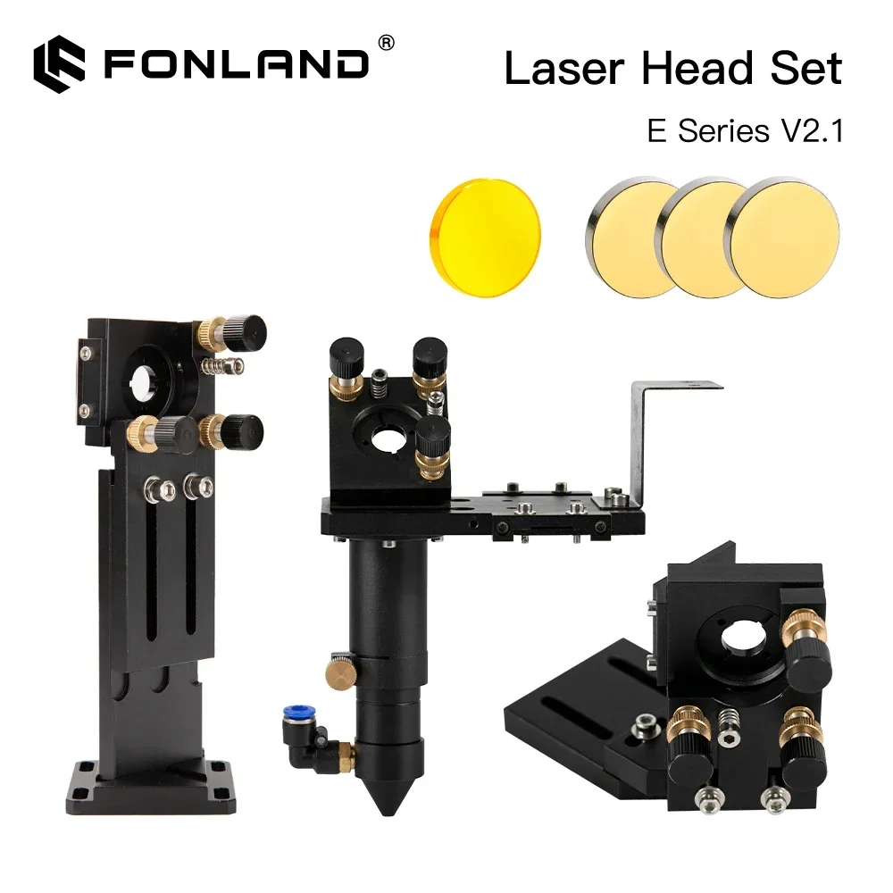 Juego completo de cabezales láser de CO2 Fonland E Series + 1 lente de enfoque + 3 espejos Si/Mo para piezas de máquina cortadora de grabador