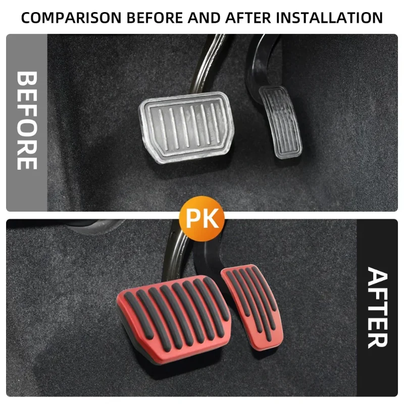 Futhope Auto-Fußpedal-Pads-Abdeckungen für Tesla Model 3 Y Highland 2021–2024, Litschi-Korn, Anti-Rutsch-Gaspedal, Bremssteun-Pedal