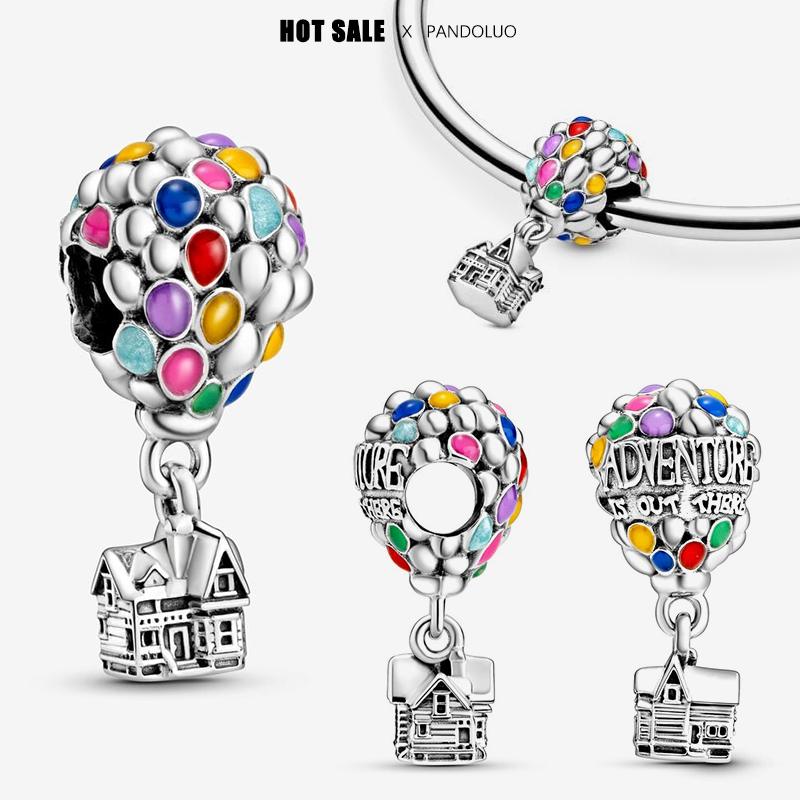 Disney Pixar Up House & Balloons Charm ลูกปัด Fit Pandach สร้อยข้อมือเดิมผู้หญิง 925 จี้เงินลูกปัดเครื่องประดับของขวัญขายร้อน