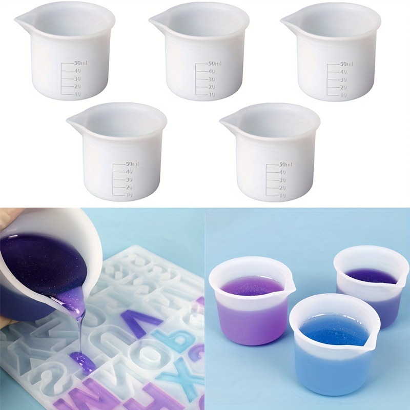5 個セット 50 ミリリットルシリコン計量カップツールラウンドシリコンモールドクリア卒業エポキシ分割カップ DIY 鋳造樹脂モールドアート Ki