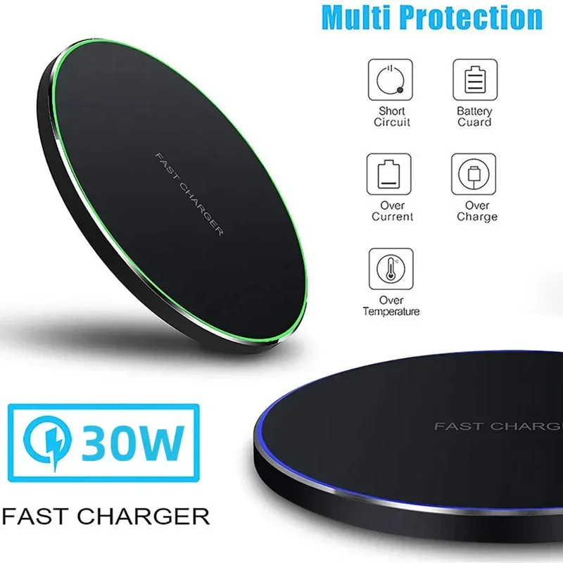 Caricabatterie wireless da 30 W Supporto per caricabatterie per telefoni cellulari Stazione dock di ricarica rapida per iPhone 15 14 13 12 11 Pro Max Samsung Xiaomi