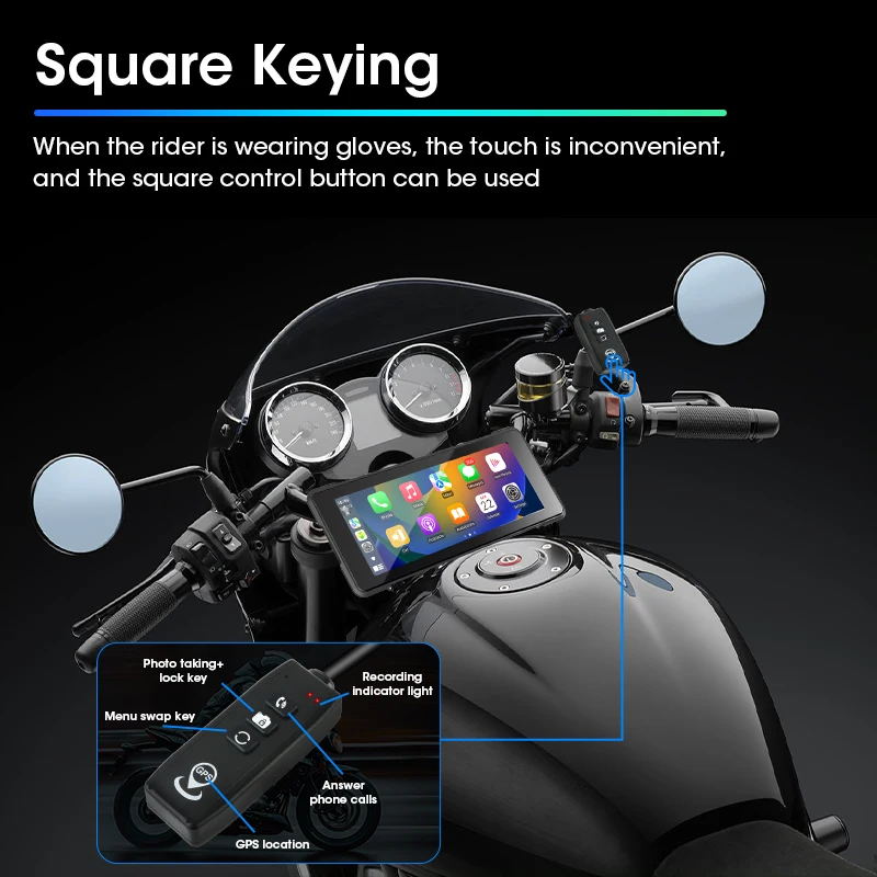 Srnubi 6.86 "2k motocicleta dvr traço cam tela de toque gps navegador da motocicleta sem fio carplay android capacete automático bluetooth