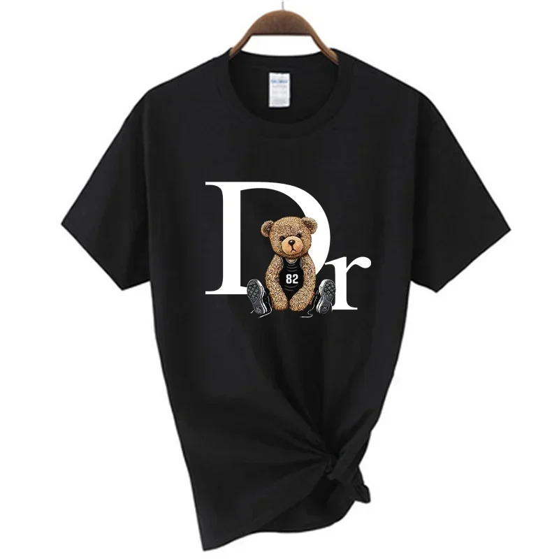 Camiseta moda marca de luxo bonito urso impressão feminina tshirt verão gráfico moda feminina t camisas mulher roupas frete grátis