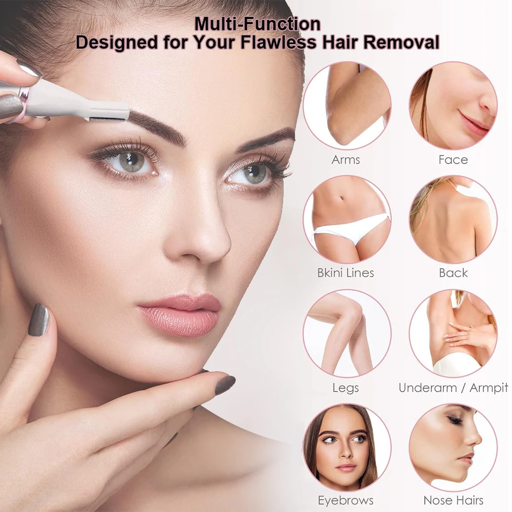 Rasoio elettrico per le donne Gamba Corpo Rasoio per capelli Bikini Ascelle Epilatore Indolore Viso Baffi Trimmer Depilatore portatile