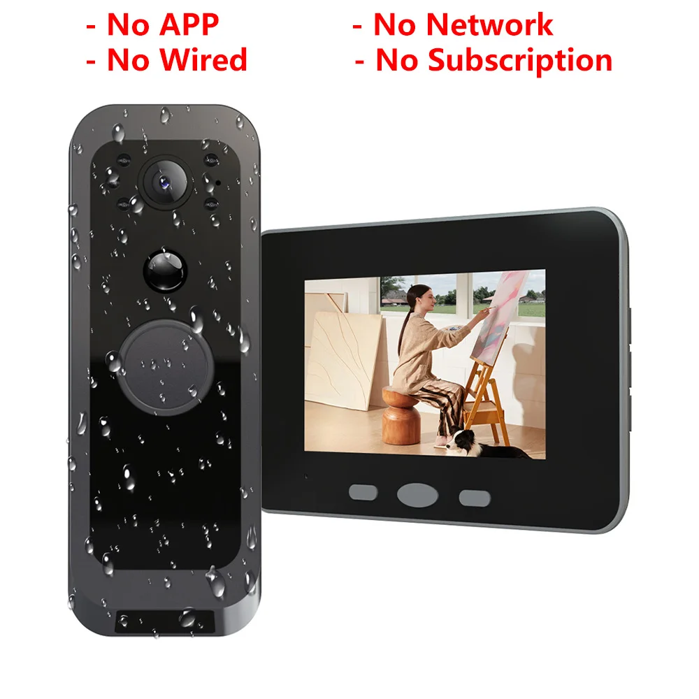 4-Zoll-Digital-Türspion Smart Home Guckloch Türklingelkamera PIR Bewegungserkennung Nachtsicht Video-Türklingel 2,4 GHz Wireless