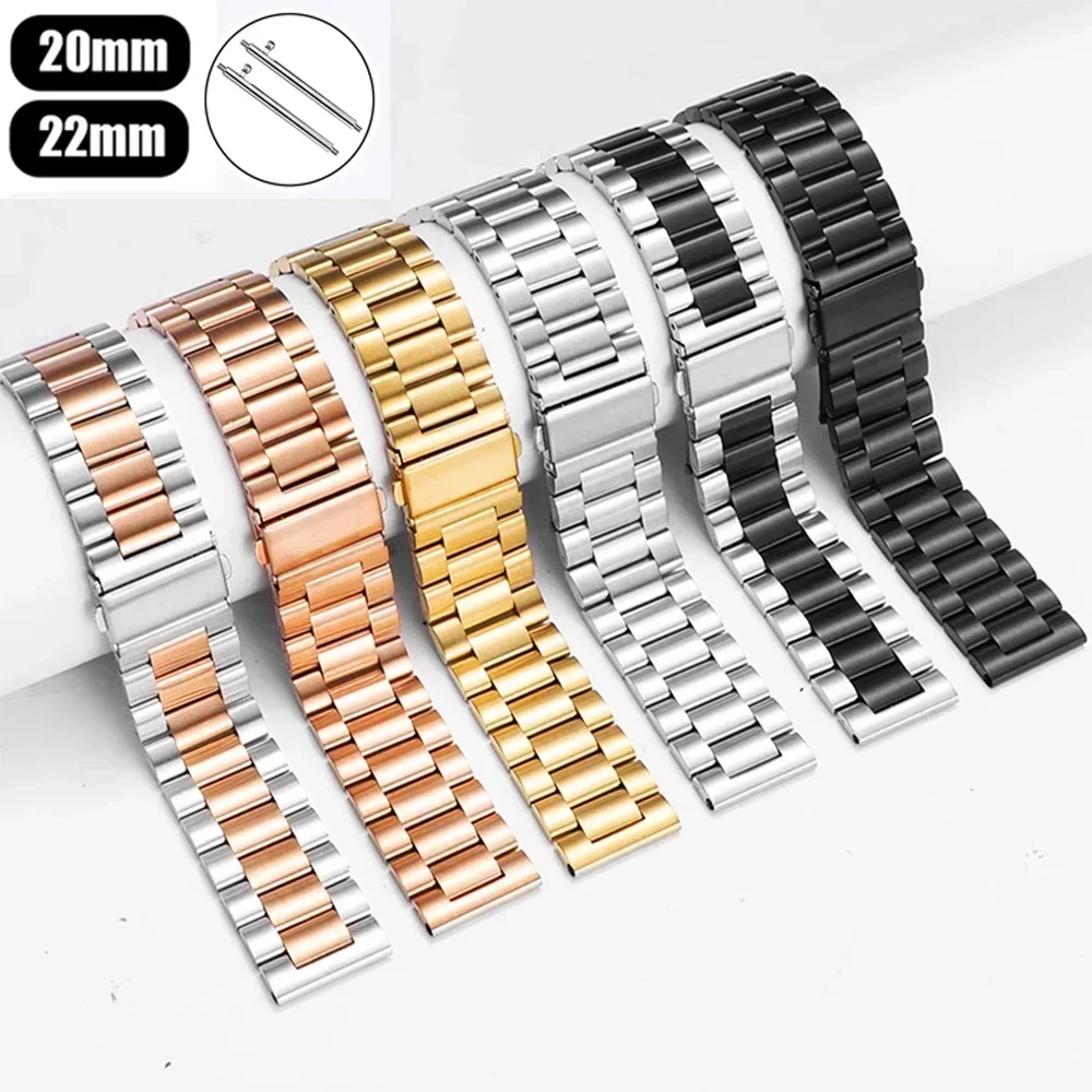 Pulseira de aço inoxidável para samsung galaxy watch 7/fe/6/5 pro/4/clássico 20mm 22mm pulseira de metal amazfit GTS-GTR-4-3-2e-mini cinta