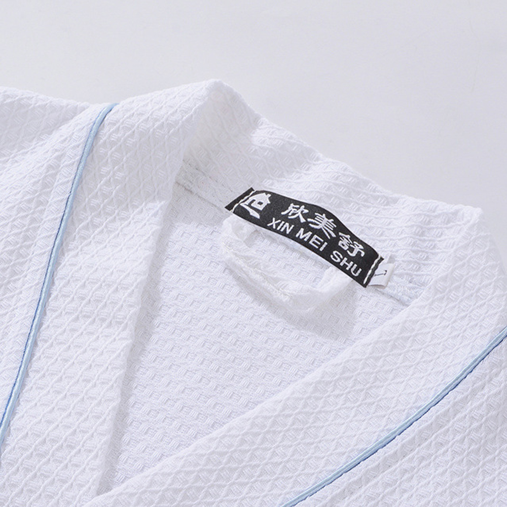 綿 100% ワッフルバスローブ男性女性パジャマカップル春夏ロング花嫁バスローブ睡眠ラウンジローブ着物ナイトウェアガウン