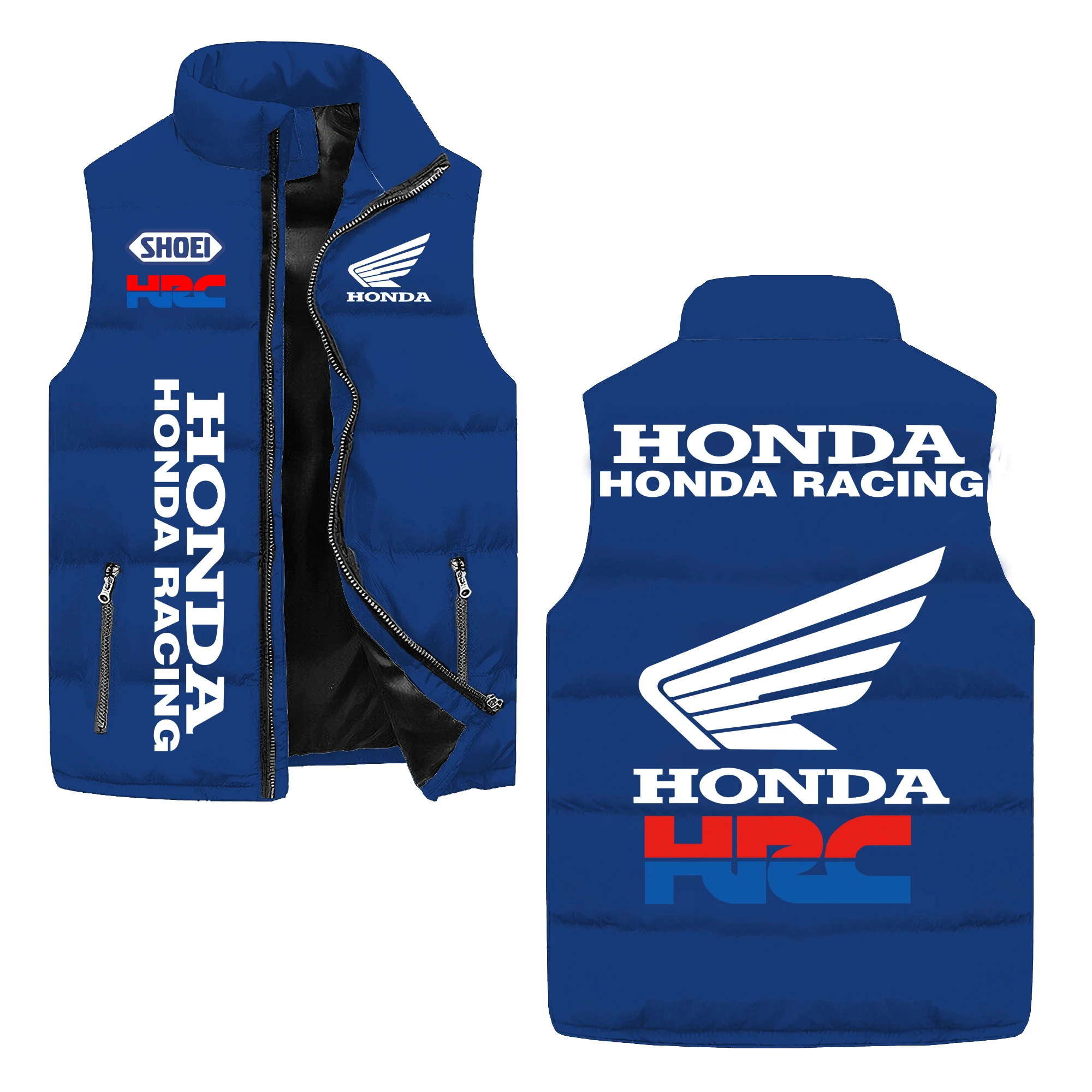 Мужские и женские топы с принтом логотипа HONDA и куртки без рукавов. Дизайн молнии с позиционированием хлопка, обеспечивающий W