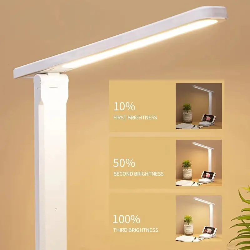 Interruptor de toque led branco dobrável lâmpada de mesa quarto cabeceira estudo leitura cuidados com os olhos noite lâmpada usb plug-in regulável lâmpada de mesa branca