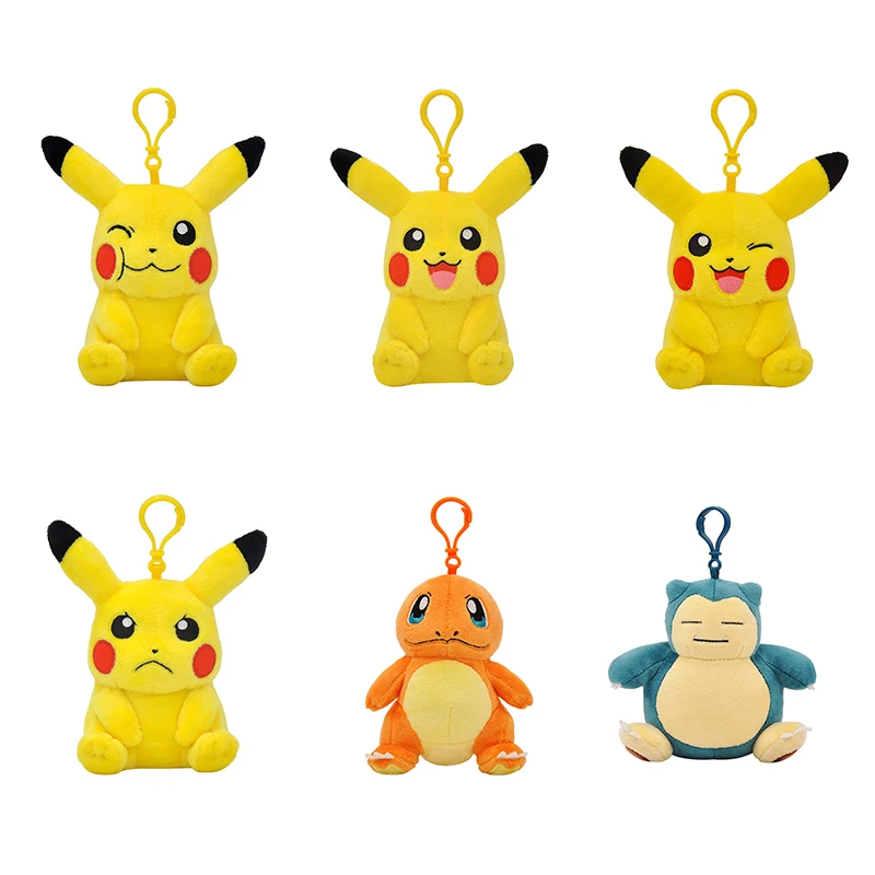 Pikachu ตุ๊กตาพวงกุญแจของเล่นการ์ตูน Charmander Psyduck Squirtle Snorlax ตุ๊กตาเด็กคาวาอิของเล่นของขวัญ 12 ซม