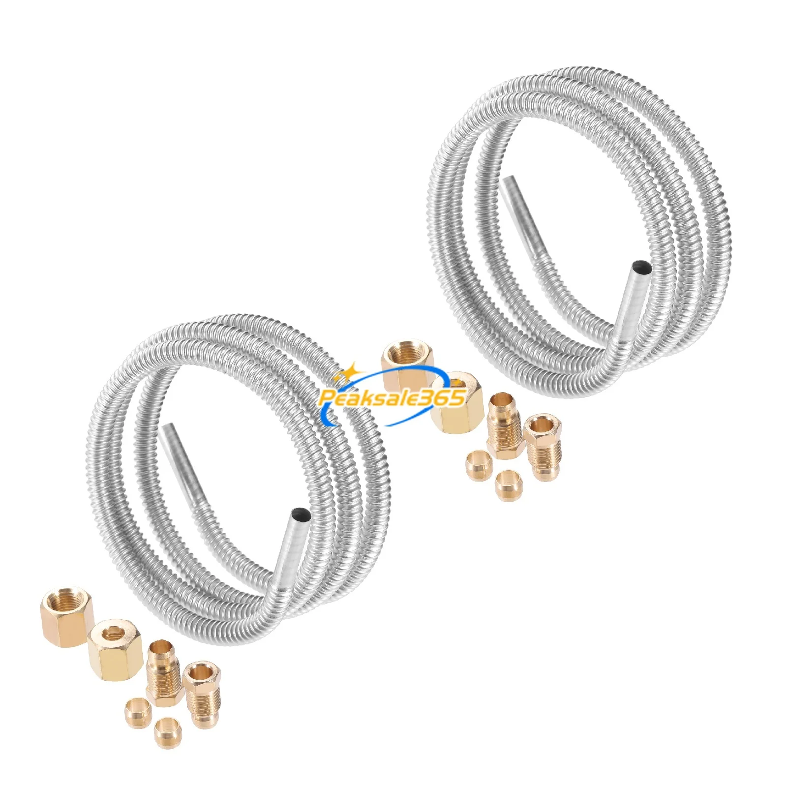 2 комплекта пилотной трубки диаметром 1/4 дюйма + фитинги, гибкая линия из нержавеющей стали, 36 дюймов, подходит для Robertshaw Honeywell, замена пропана на природном газе