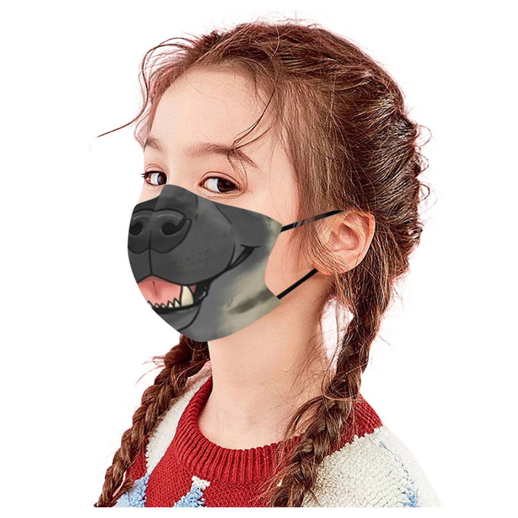 子供用の洗える再利用可能なフェイスマスク,綿,通気性,かわいい,動物のプリント,楽しい,無臭,屋外,1ユニット