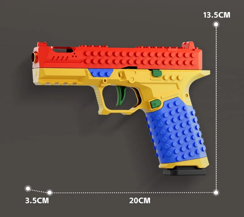 Building Block Pistola Building Shell Lancio a fuoco continuo Airsoft Blowback Vuoto Appeso Pistola giocattolo Arma CS esterna per ragazzi adulti